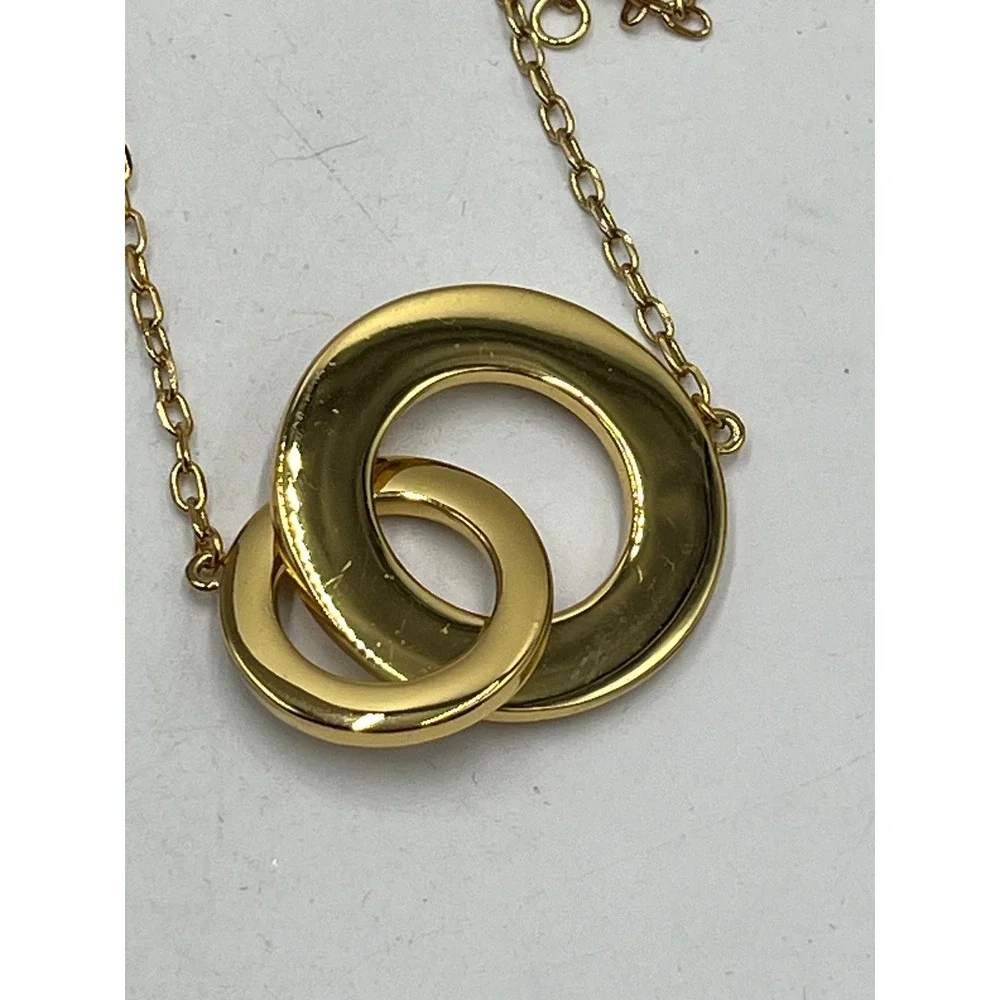 Coach Pegged Signature Interlocking Open Enamel Circle Link Gold Plated Necklace